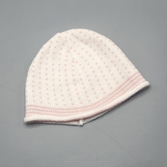 Set Magdalena Espósito Talle 0 meses tejido blanco lunares lineas rosa (gorro y jogging 31 cm largo) - tienda online