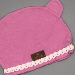Gorro Happy Life algodón rosa borde bordado blanco orejas (34 cm circunferencia) - comprar online