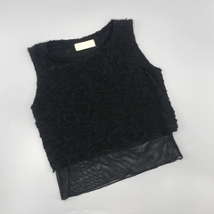 Blusa Alpiste talle 6 años tul bordado negro flores