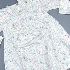 Vestido NUEVO Cheeky Talle L (9-12 meses) blanco - volado en cuello - hojas - comprar online