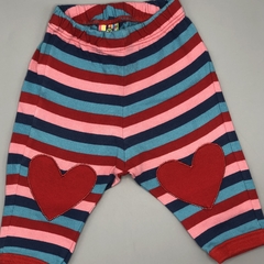 Legging Owoko Talle 1 (3 meses) algodón rayas celeste rojo rosa azul corazones rodilla (32 cm largo) - comprar online