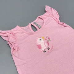 Remera Minimimo Talle S (3-6 meses) rosa volados hombros pajarita flores - comprar online