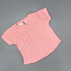Remera Zara Talle 3-6 meses algodón combinado broderie rosa volados