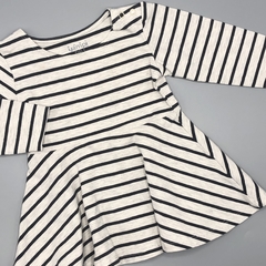 Vestido Yamp Talle 9 meses algodón gris claro rayas negras - comprar online
