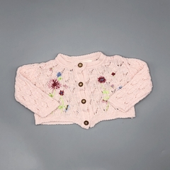 Segunda Selección - Saco Pioppa Talle S (3-6 meses) rosa hilo calado flores