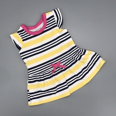 Vestido Healthex Talle 0-3 meses algodón rayas azul blanco amarillo rosa