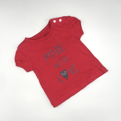 Remera Talle 0-3 meses modal rojo estampa MADE WITH LOVE