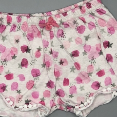 Short minimimo Talle XL (12-18 meses) algodón gris claro frutillas fucsia puntilla - comprar online