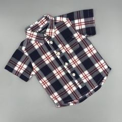 Camisa OshKosh Talle 9-12 meses cuadrillé blanco azul oscuro rojo