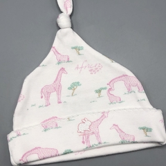 Gorro Baby Cottons Talle NB algodón blanco jirafitas rosa - comprar online