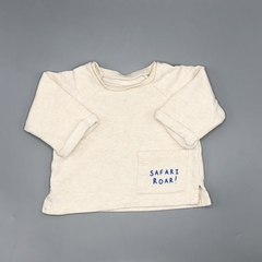Buzo Crayón Talle M (6-9 meses) algodón beige jasepado SAFARI ROAR (sin frisa)