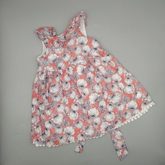 Vestido Baby Cottons Talle 6 meses rojo flores azules - comprar online