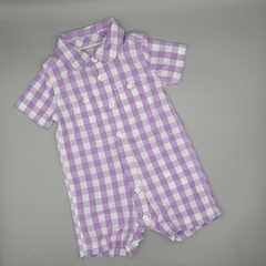 Enterito 725 Baby Talle 6 meses estilo camisa - cuadros lilas y blancos