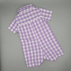 Enterito 725 Baby Talle 6 meses estilo camisa - cuadros lilas y blancos - comprar online