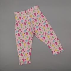 Legging Talle 3 meses rosa corazones y botones de flor