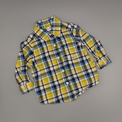 Camisa Carters Talle 12 meses cuadrillé amarilla y azul