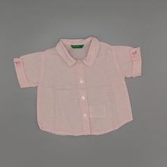 Camisa Benetton Talle 3 meses cuadrillé rosa flores