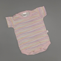 Segunda Selección - Body Gamisé Talle 2 (6 meses) rayas rosa lila amarillo claro
