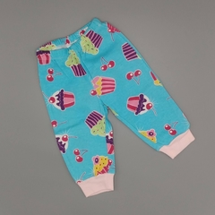 Legging Talle 0-3 meses celeste cupcackes (31 cm largo)