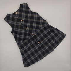 Vestido Zara Talle 9-12 meses cuadrillé azul y gris botones marrón - comprar online