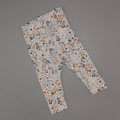 Legging NUEVA Broer Talle 0 meses blanca floreada celeste marrón (31 cm largo)