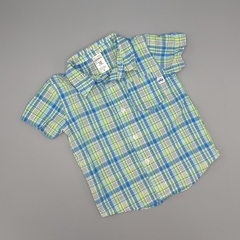 Camisa Carters Talle 12 meses cuadrillé verde y celeste