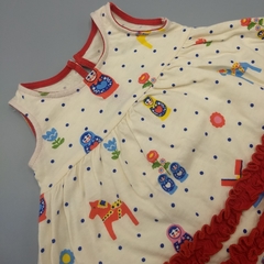 Vestido Little Akiabara Talle 3 meses algodón liviano- crudo volados rojos en internet