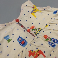 Vestido Little Akiabara Talle 3 meses algodón liviano- crudo volados rojos - tienda online