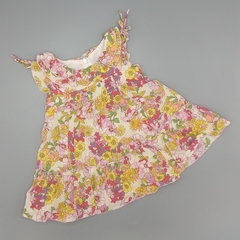 Vestido Zara Talle 6-9 meses algodón liviano - crudo floreado