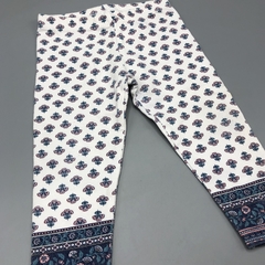 Segunda Selección - Legging Carters Talle 9 meses algodón blanco mini flores rosa azul (34 cm largo) - tienda online