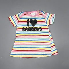 Segunda Selección - Vestido Grisino Talle 1-3 meses algodón rayas multicolor I LOVE RAINBOWS