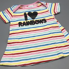 Segunda Selección - Vestido Grisino Talle 1-3 meses algodón rayas multicolor I LOVE RAINBOWS - tienda online