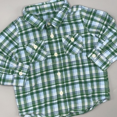 Camisa Baby GAP Talle 12-18 meses cuadrillé verde celeste - comprar online