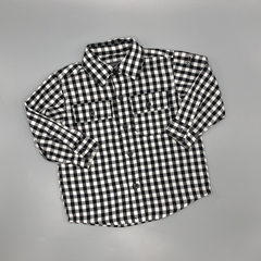 Camisa Kenneth Cole Reaction Talle 18 meses cuadrille negro blanco