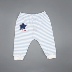 Segunda Selección - Legging Minimimo Talle XXS (0 meses) algodón rayas celeste blanco estrellita (30 cm largo)
