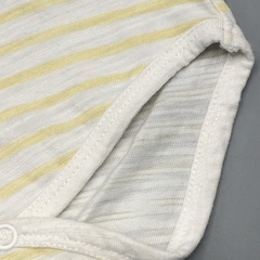 Segunda Selección - Body Baby Cottons Talle 3 meses algodón blanco rayas amarillas - tienda online