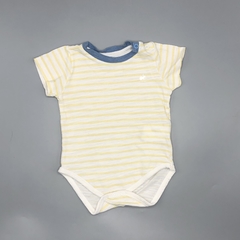 Segunda Selección - Body Baby Cottons Talle 3 meses algodón blanco rayas amarillas