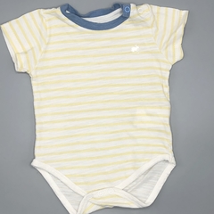 Segunda Selección - Body Baby Cottons Talle 3 meses algodón blanco rayas amarillas - comprar online