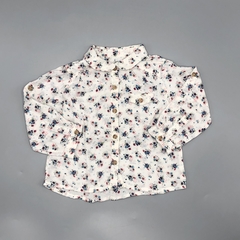 Camisola Zara Talle 6-9 meses fibrana blanca florcita azul rosa