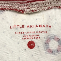 Set Little Akiabara Talle 3 meses algodón color crudo lunares circulos rayas (gorro y legging 31 cm largo)