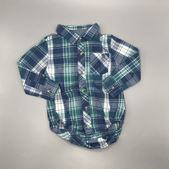 Camisa body Baby Colloky Talle 9-12 meses cuadrillé azul verde