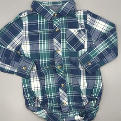 Camisa body Baby Colloky Talle 9-12 meses cuadrillé azul verde - comprar online