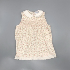 Segunda Selección - Vestido Polo Ralph Lauren Talle 9 meses algodón color crudo mini florcitas frunce