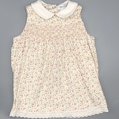 Segunda Selección - Vestido Polo Ralph Lauren Talle 9 meses algodón color crudo mini florcitas frunce - comprar online