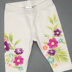 Legging NUEVA Carters Talle 3 meses algodón blanca estampa flores laterales (25 cm largo) - comprar online