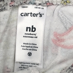 Legging Carters Talle NB (0 meses) algodón blanca florcitas bordado unicornio (23 cm largo) - Baby Back Sale SAS