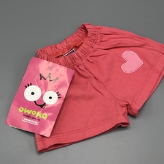 Short NUEVO Owoko Talle 0 (0 meses) rosa liso corazón bordado - comprar online