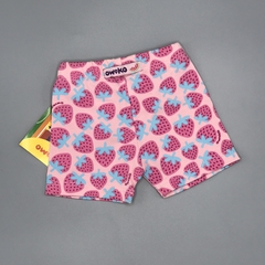 Short NUEVO Owoko Talle 1 (3 meses) algodón y lycra rosa frutillas fucsia en internet