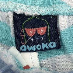 Legging NUEVA Owoko Talle 0 (0 meses) algodón rayas celeste verde parches estrella (28 cm largo) - Baby Back Sale SAS