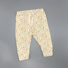 Legging Baby GAP Talle 3-6 meses algodón blanco mini florcitas rosa fluor verde (34 cm largo )